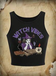 ROMWE Academia Letter Figure Graphic Tank Top