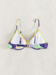 SHEIN Swim In Toàn bộ Đập Vòng thép Áo bikini - Nhiều màu - Xem 2