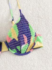SHEIN Swim In Toàn bộ Đập Vòng thép Áo bikini - Nhiều màu - Xem 6