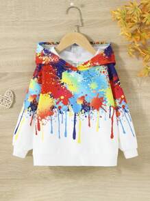 SHEIN Áo nỉ in hình giọt nước bắn tung tóe dành cho bé gái - Nhiều màu - Xem 1