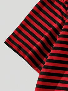 ROMWE MEN Harry Potter | ROMWE 男士條紋和字母圖案T恤 - 彩色 - 查看 4