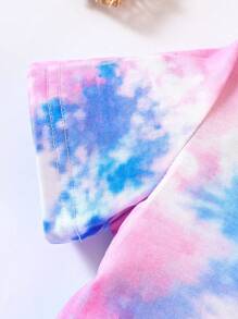 SHEIN 女嬰紮染人像圖案T恤和短褲 - 彩色 - 查看 5