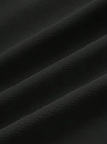 SHEIN EZwear 素色翻蓋口袋腰上打結工裝裙 - 黑色 - 查看 3