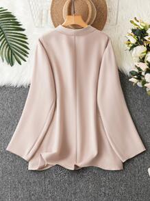 SHEIN LUNE Plus Shawl Collar Flap Detail Blazer - Apricot - View 2