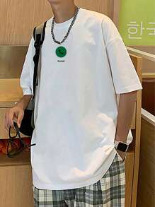 Manfinity Hypemode Nam Lỏng lẻo phù hợp Đồ họa Chữ cái Áo thun Thả vai - trắng - Xem 6