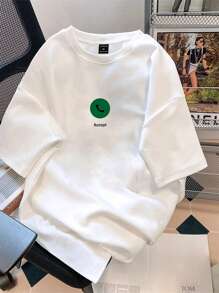 Manfinity Hypemode Nam Lỏng lẻo phù hợp Đồ họa Chữ cái Áo thun Thả vai - trắng - Xem 1