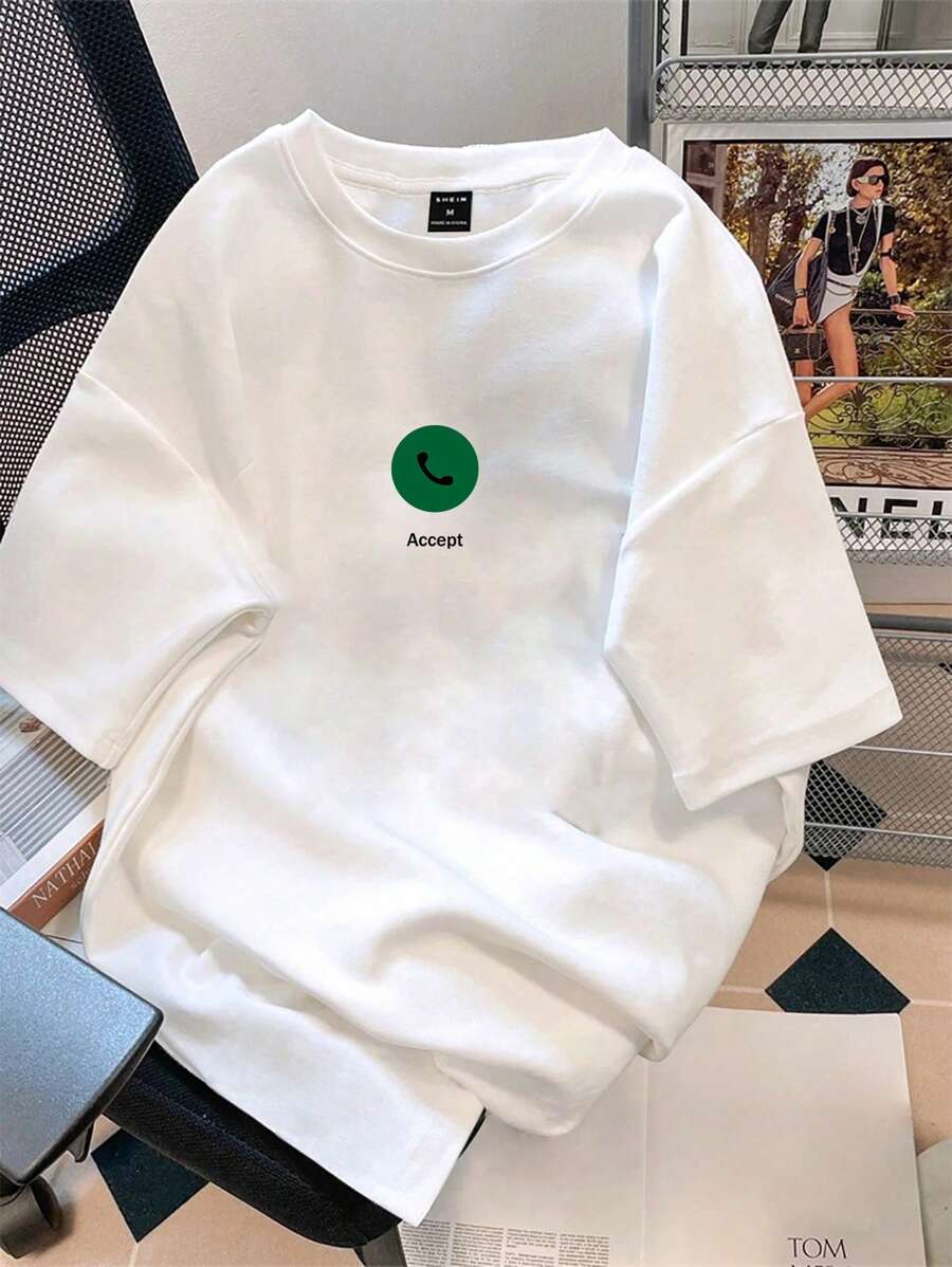 Manfinity Hypemode Nam Lỏng lẻo phù hợp Đồ họa Chữ cái Áo thun Thả vai - trắng - Xem 1