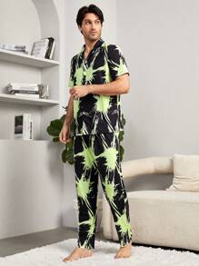 男士圖案印花睡衣套裝