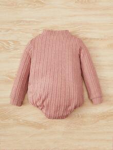 SHEIN Baby Mädchen Body Stehkragen, Zopfstrick - Altrosa - Übersicht 2