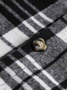 Manfinity Homme Men Plaid Print Shacket - Black and White - View 5