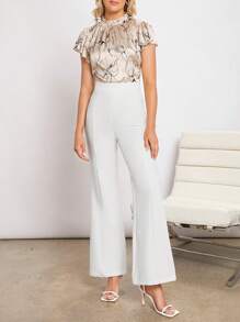 BizChic Floral Print Frill Neck Butterfly Sleeve Blouse - Multicolor - View 3