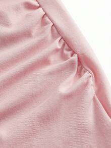 SHEIN Maternidad Camiseta con estampado de dibujos animados fruncido lateral - Rosa Pálido - Ver 6