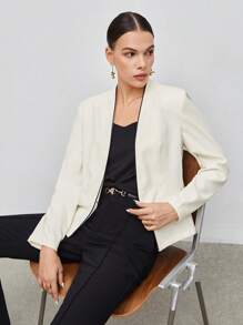 BizChic 拼接邊開門襟西裝外套