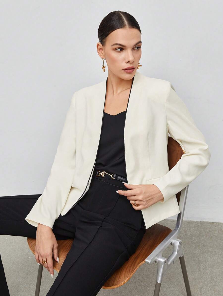 BizChic 拼接邊開門襟西裝外套