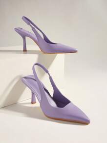 Pointed Toe Dây đeo mắt cá chân Gót nhọn Với Gầy Cao gót Và Mở Giày cao gót - Màu tím - Xem 2