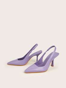Pointed Toe Dây đeo mắt cá chân Gót nhọn Với Gầy Cao gót Và Mở Giày cao gót - Màu tím - Xem 5