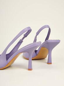 Pointed Toe Dây đeo mắt cá chân Gót nhọn Với Gầy Cao gót Và Mở Giày cao gót - Màu tím - Xem 6