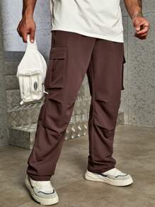 Manfinity Hypemode Men Flap Pocket Side Cargo Trousers - Brown - View 3