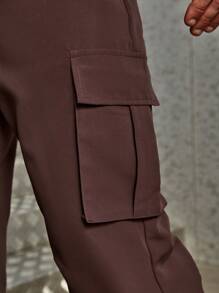 Manfinity Hypemode Men Flap Pocket Side Cargo Trousers - Brown - View 4