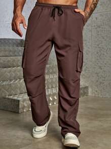 Manfinity Hypemode Men Flap Pocket Side Cargo Trousers - Brown - View 5