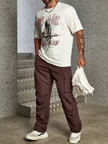 Manfinity Hypemode Men Flap Pocket Side Cargo Trousers - Brown - View 6