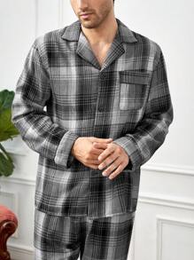 Bộ PJ in kẻ sọc / Bộ đồ ngủ cho nam - Xám - Xem 4