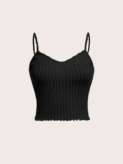 SHEIN Girlism Hauts de camisole côtelés unicolore pour adolescentes, convient pour l'été