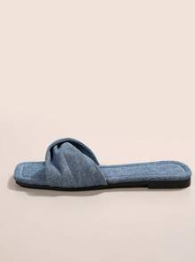 Women Twist Detail Slide Sandals - Blue - View 3