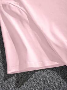 Hombres talla grande Camiseta unicolor de cuello redondo - Rosa - Ver 6