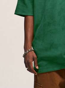 男士標語圖案頂針T恤 - 綠色 - 查看 5