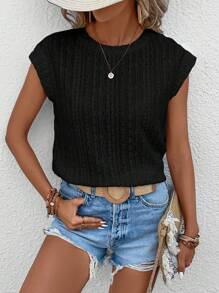 SHEIN LUNE Solid Batwing Sleeve Tee