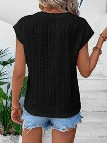 SHEIN LUNE Solid Batwing Sleeve Tee