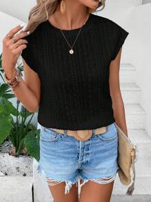 SHEIN LUNE Solid Batwing Sleeve Tee