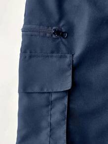 Hombres Pantalones cargo con bolsillo lateral con solapa bajo con cordón - Azul - Ver 3