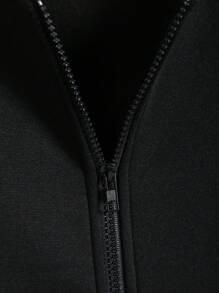 INAWLY Áo nỉ cỡ lớn in hình trái tim, khóa kéo, vai rớt, dây rút, lót giữ nhiệt - màu đen - Xem 7