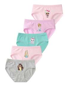 女大童5入組卡通圖案內褲