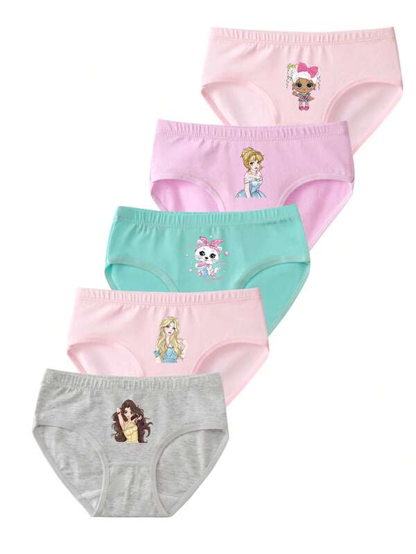 女大童5入組卡通圖案內褲