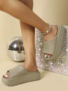 Dép đế dày EVA thoải mái, màu kaki, có thể mang trong nhà và ngoài trời, dép xăng đan đế cao chống trượt bằng nhựa EVA dành cho nữ, trang phục mùa xuân hè. - Màu Khaki - Xem 3