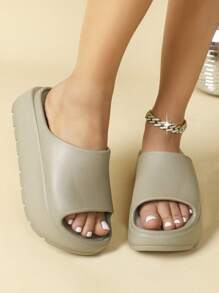 Dép đế dày EVA thoải mái, màu kaki, có thể mang trong nhà và ngoài trời, dép xăng đan đế cao chống trượt bằng nhựa EVA dành cho nữ, trang phục mùa xuân hè. - Màu Khaki - Xem 4