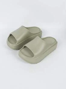 Dép đế dày EVA thoải mái, màu kaki, có thể mang trong nhà và ngoài trời, dép xăng đan đế cao chống trượt bằng nhựa EVA dành cho nữ, trang phục mùa xuân hè. - Màu Khaki - Xem 5