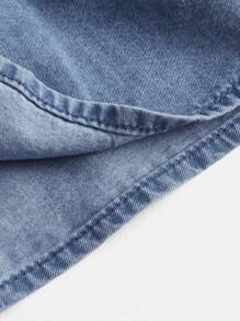 SHEIN MOD Plus Shirred Waist Layered Ruffle Hem Denim Skirt - Medium Wash - View 4