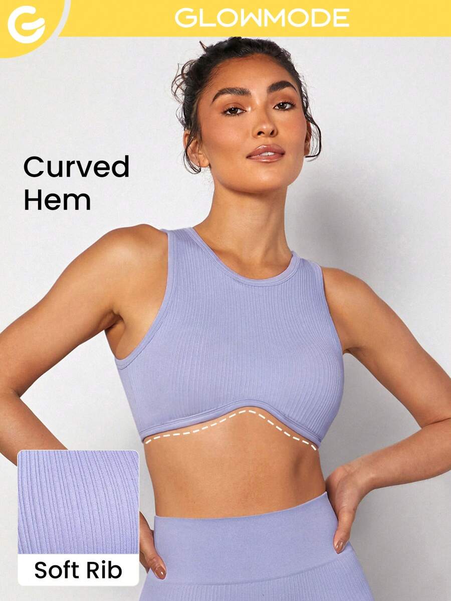 GLOWMODE 無縫軟質彎曲緣運動內衣 - 紫色 - 查看 1