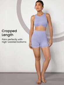 GLOWMODE 無縫軟質彎曲緣運動內衣 - 紫色 - 查看 3