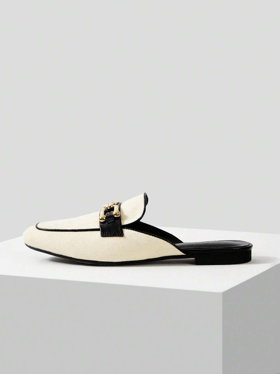 MOTF FLAT MULES WITH METAL BUCKLE DETAIL