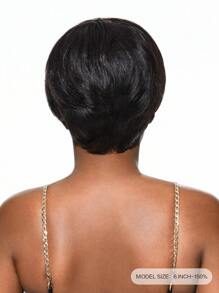 小波浪小精靈髮型假髮劉海假髮黑色顏色短短人類頭髮