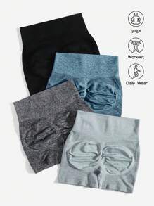 Easithlete 4pcs Breathable Scrunch Butt Sports Shorts - Multicolor - View 2