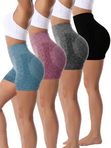Easithlete 4pcs Breathable Scrunch Butt Sports Shorts Boot Shorts - Multicolor - View 2