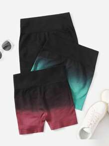 Yoga Trendy 3入組透氣柔軟漸層寬腰帶運動短褲 - 彩色 - 查看 4