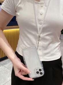 Ốp điện thoại trong suốt kèm dây đeo - Trong sáng - Xem 3