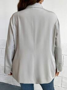 SHEIN LUNE Plus Single Button Lapel Neck Blazer - Light Grey - View 2